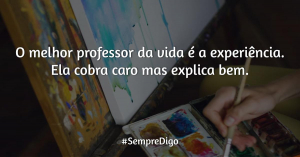 O melhor professor da vida é a experiência. Ela cobra caro mas explica bem