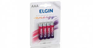 Pilha Recarregável AAA (palito) Energy 900mAh 4 unid Elgin