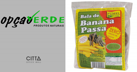 Bala de Banana Passa sem Adição de Açúcar - Pacote 100g - Fumel