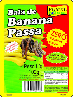 Bala de Banana Passa sem Adição de Açúcar - Pacote 100g - Fumel