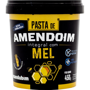 Pasta de Amendoim com Mel Orgânico - Pote 500g - Mandubim