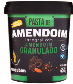 Pasta de Amendoim Integral com Amendoim Granulado - Pote 450g - Mandubim