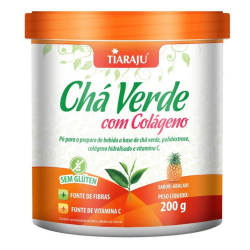 Chá Verde com Colágeno Hidrolisado - Sabor Abacaxi - Pote 200g - Tiaraju