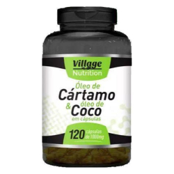 Óleo de Cartamo com Coco - 120 Cápsulas de 1g - Village Nutrition