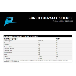 Shred Thermax Science L-Carnitina e Cafeína - 90 Tabletes - Performance Nutrition